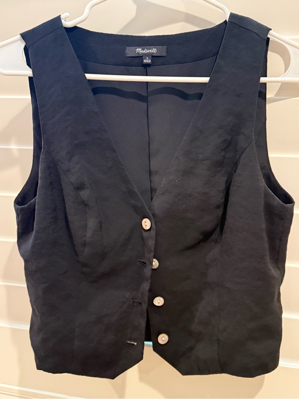 Madewell Black Sleeveless Button-Front Vest